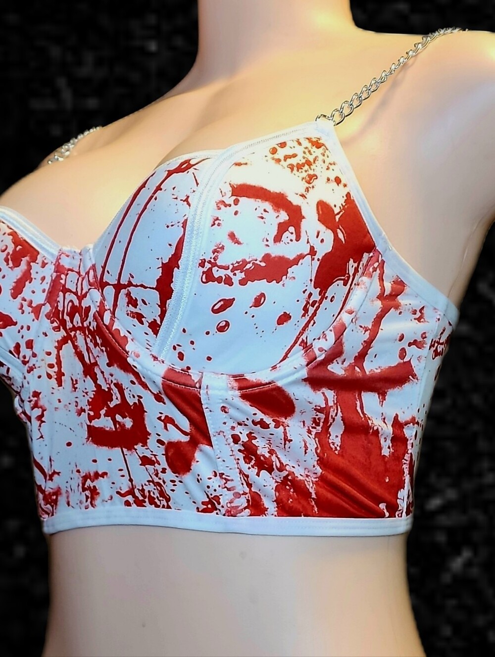 Trickz N Treatz Bloody Horror Corset Bustier Top White Red Small M